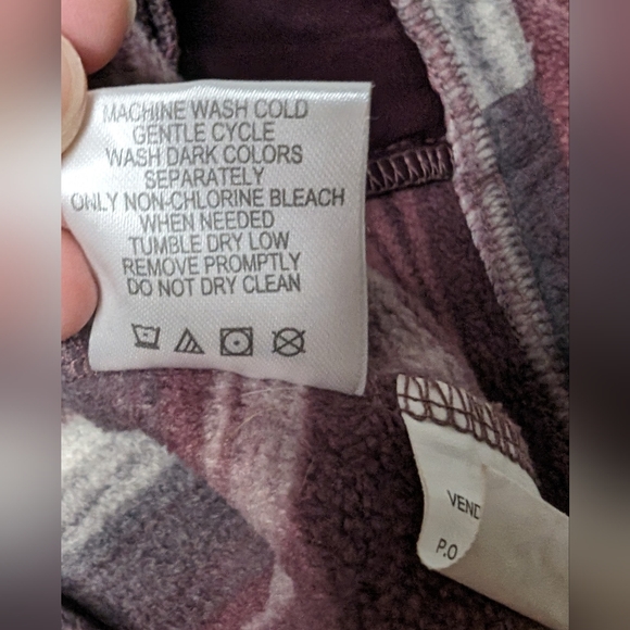 North River Womens Large Pullover Sweater 1/4 Button front Plum Stripe - Picture 7 of 10